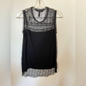 BCBGMaxAzria Black Sheer Lace Blouse
